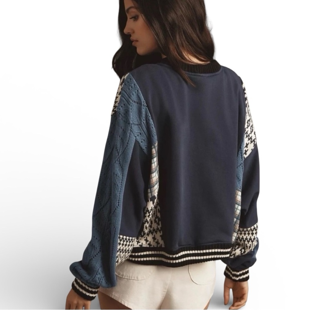 Pekkle’s rebundle Pilcro Oversized Mixed Media Pullover Sweatshirt Size XXS